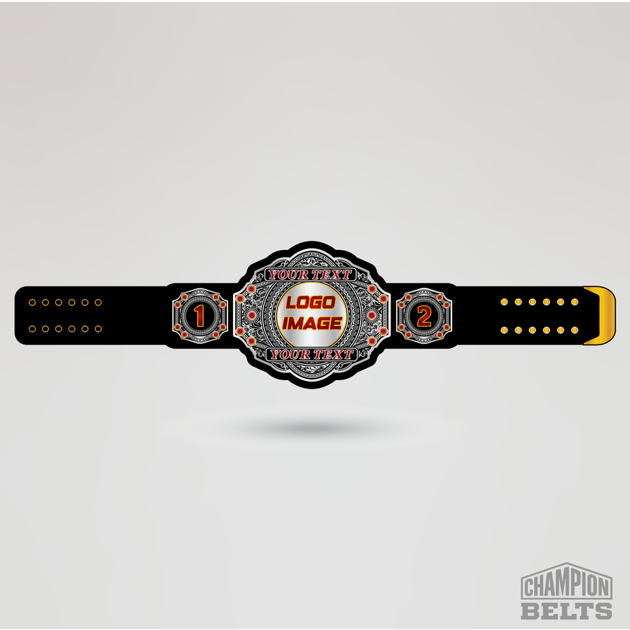 Personalized championship belt template with custom logo image area and editable text fields