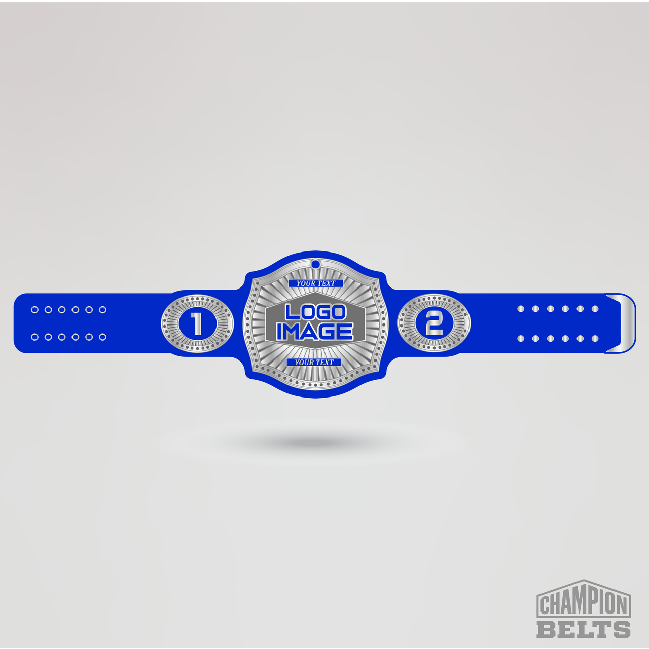 Personalized championship belt template with custom logo image area and editable text fields