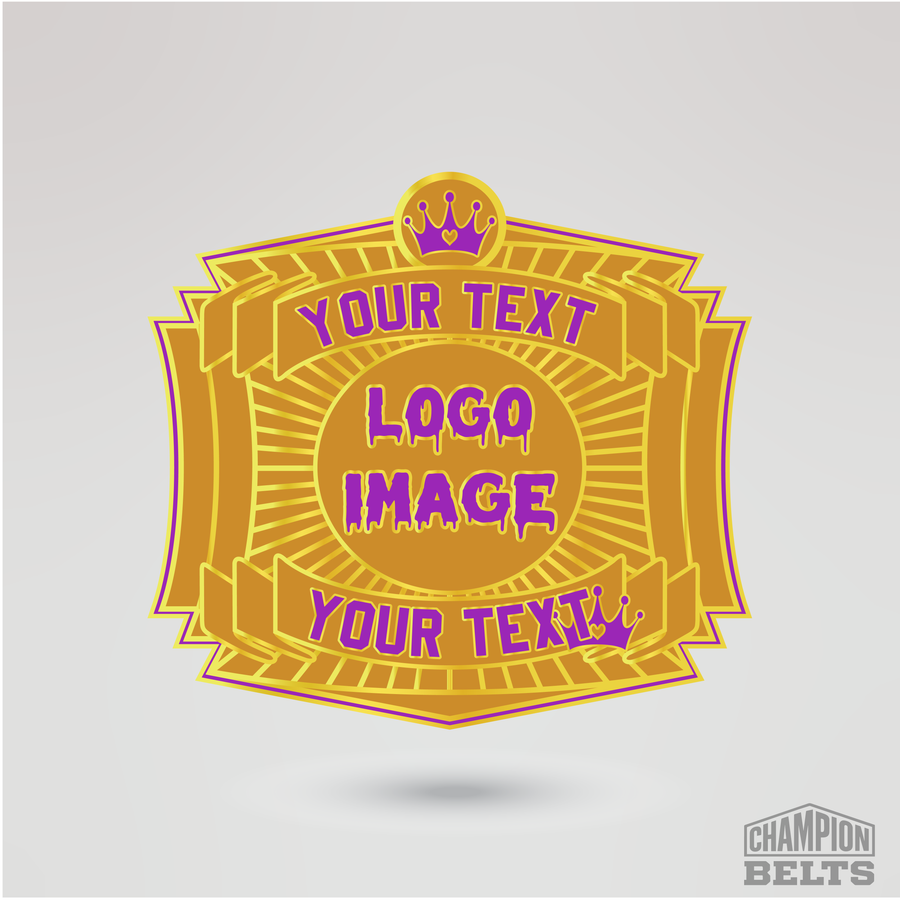 Personalized princess championship belt center plate with custom logo and text