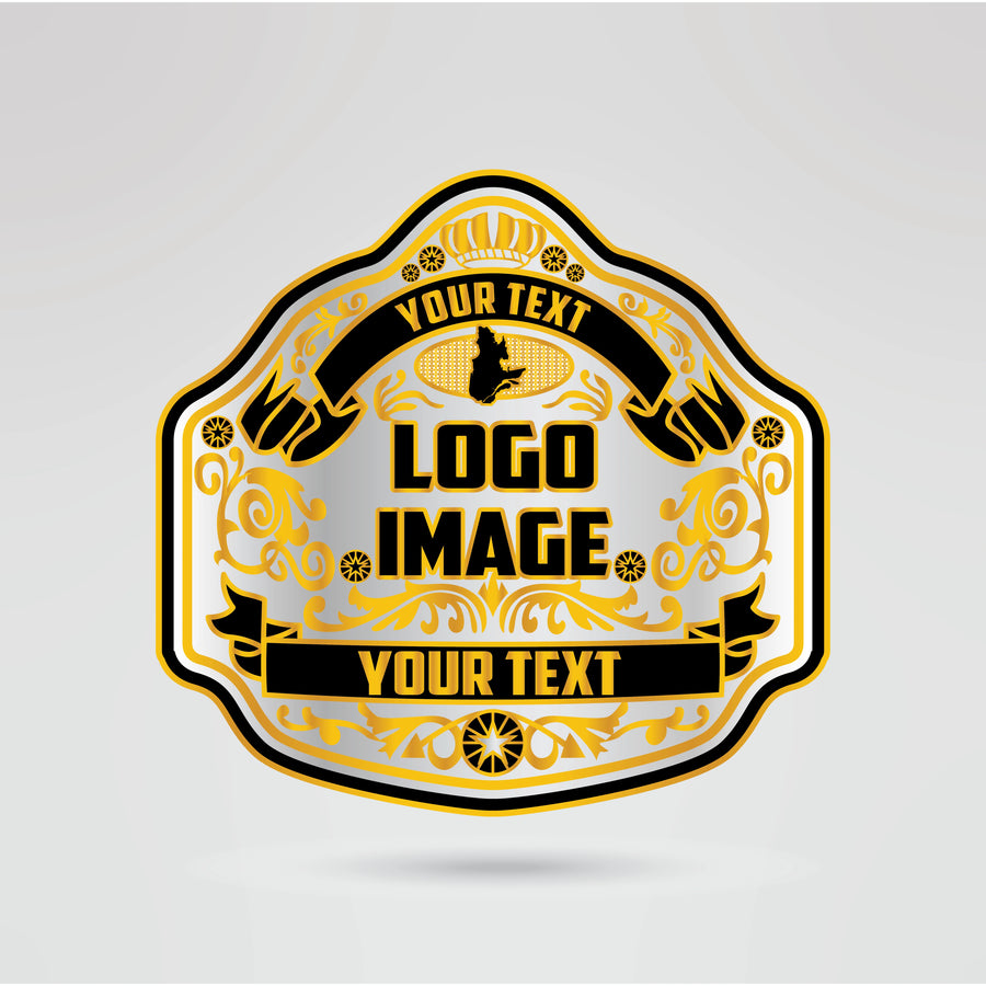 Customizable Quebec Wrestling Championship Belt Main Plate featuring logos and text placement.