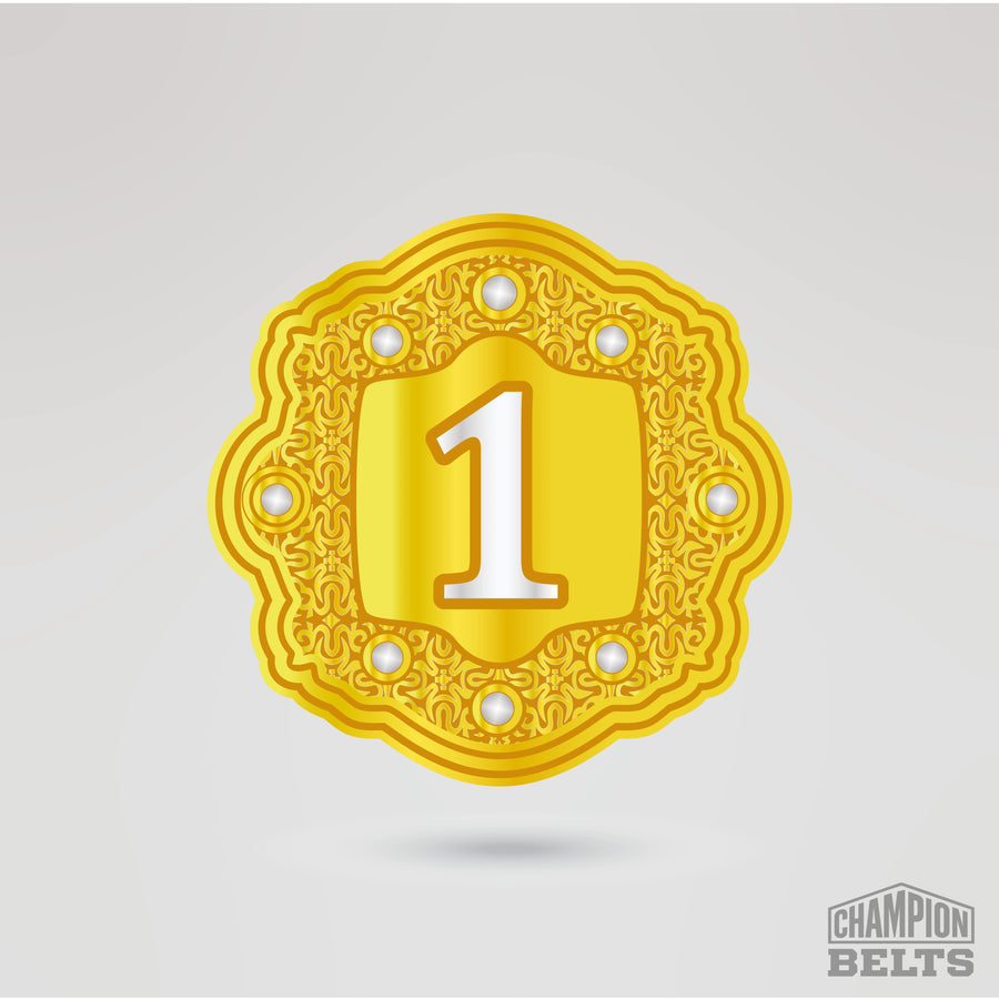 Gold championship side plate with customizable number 1 design