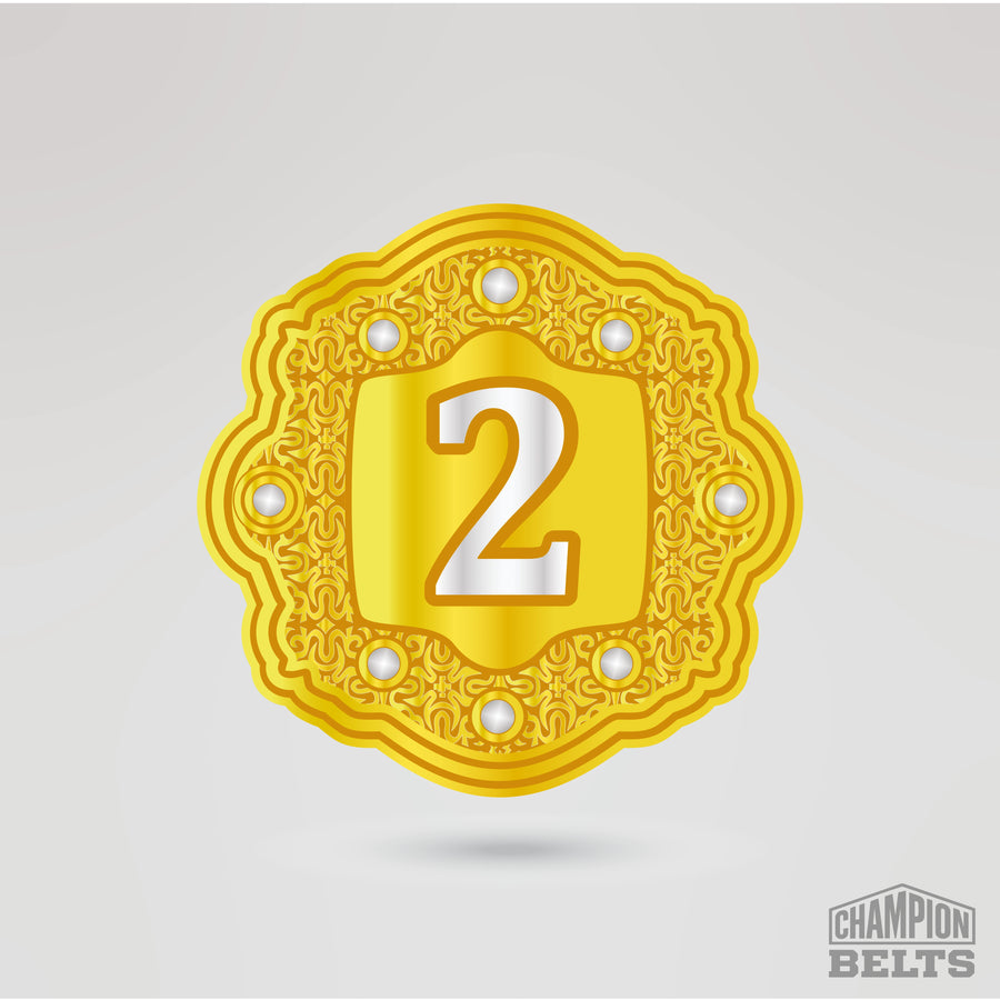 Gold championship side plate with customizable number 2 design