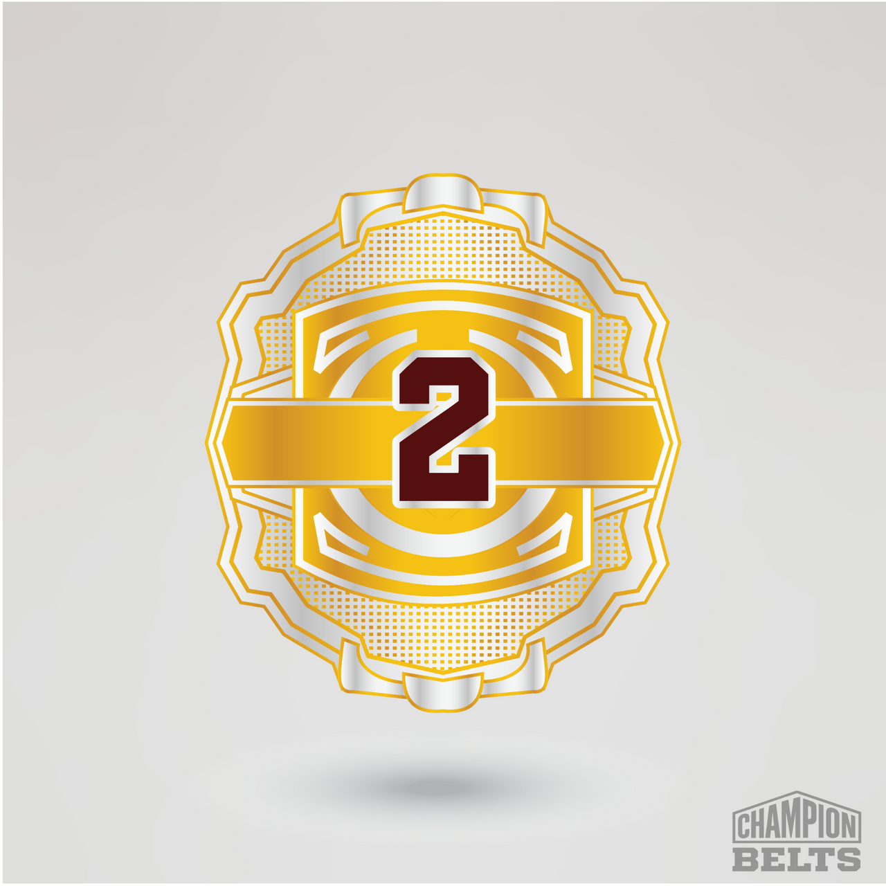 Gold and silver championship side plate with customizable number two design