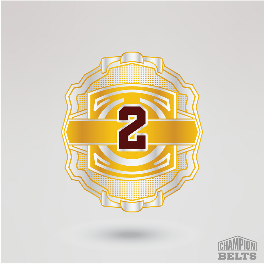 Gold and silver championship side plate with customizable number two design