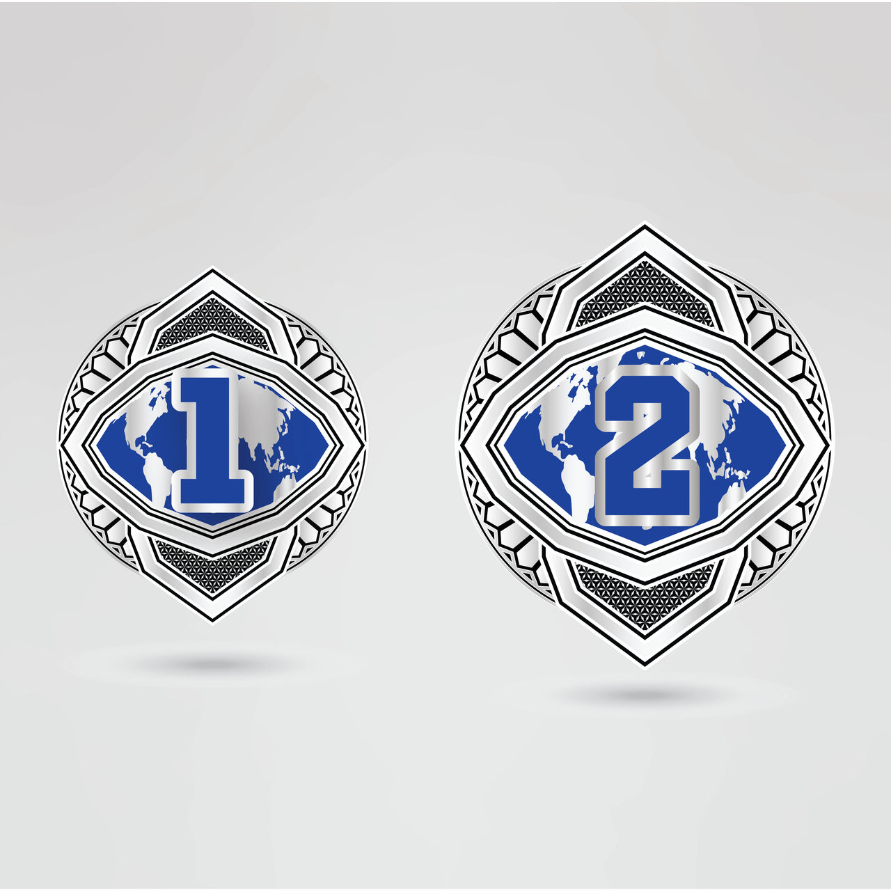 Customizable side plates for the wrestling championship belt, featuring space for logos, text, and design elements.