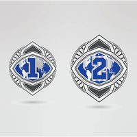 Customizable side plates for the wrestling championship belt, featuring space for logos, text, and design elements.