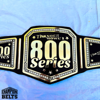 Custom Thunder Bowl 1 800 Series bowling championship belt with personalized center plate and raised 800 Series lettering