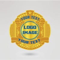 Main plate of the custom UPW championship belt with space for logo and text.