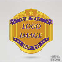 Personalized championship center plate template with editable logo image and custom text