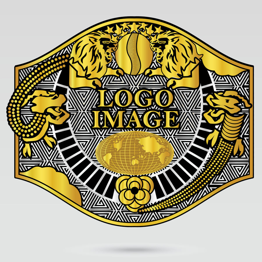 Custom World Brass Knuckles championship belt template with editable logo image placement