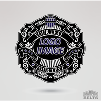 Personalized championship belt main plate template with logo image area and custom text banners