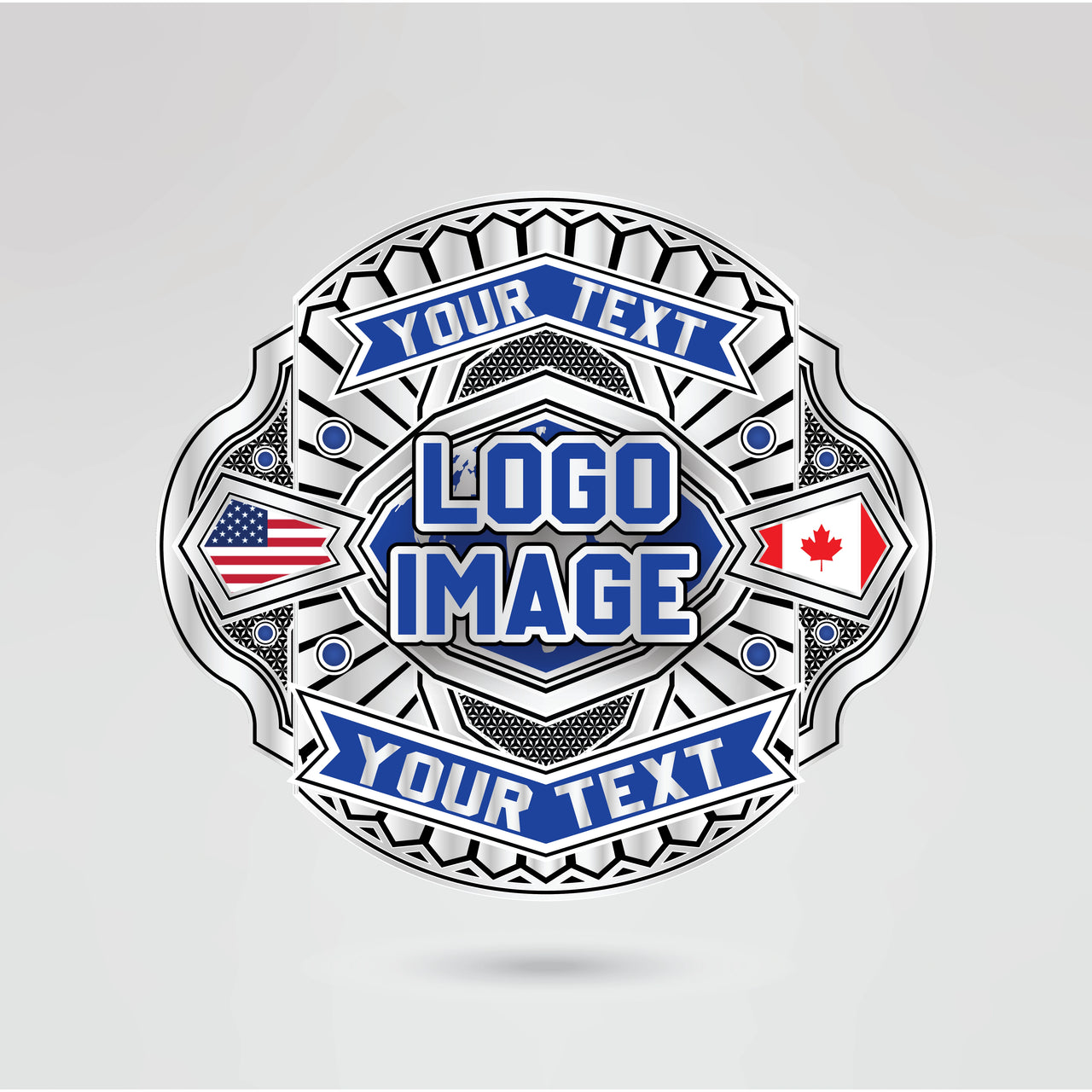 Main plate of the Destiny Wrestling Champion belt, featuring space for custom logos, text, and design elements.