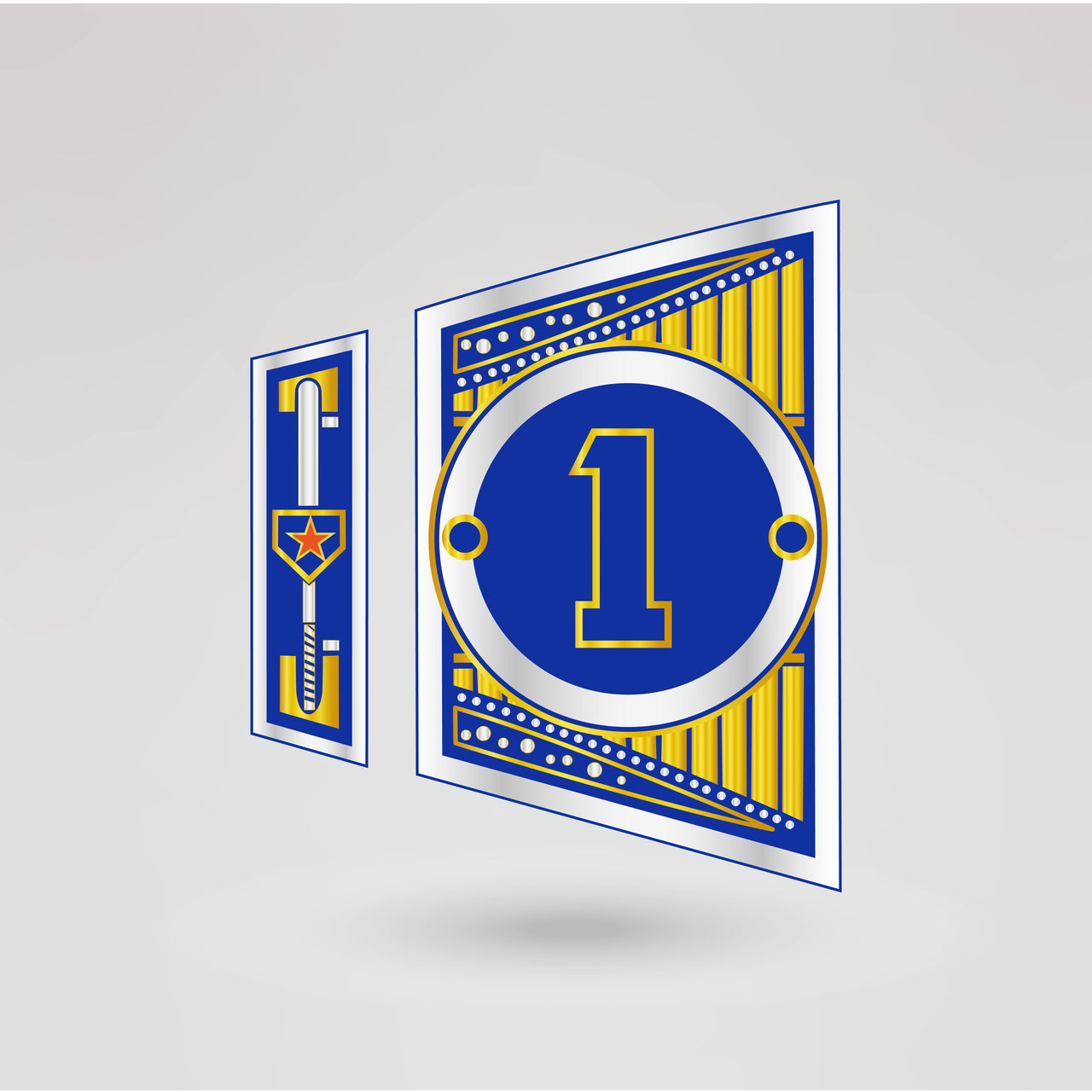 Customizable side plate with space for logos, text, or images, designed to complement the Mets championship belt.