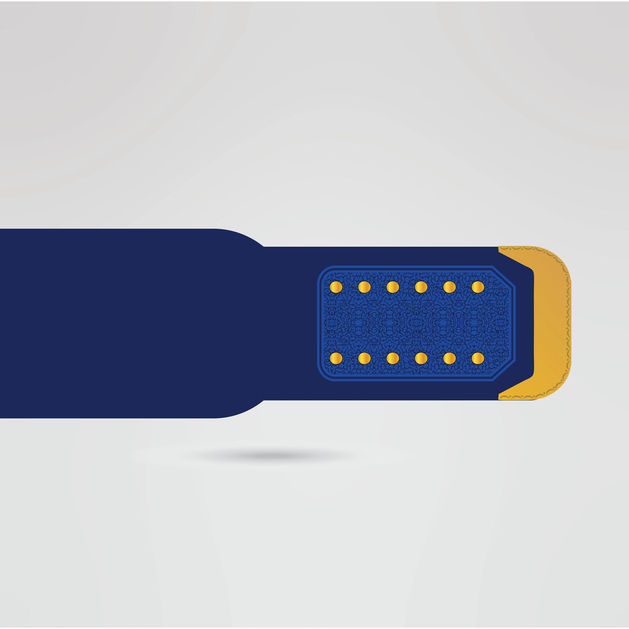 Detailed view of the blue and gold strap design for the Toronto Maple Leafs Championship belt, ready for customization.