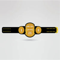 Template showcasing customizable sections for text, logo, and images on the championship belt.