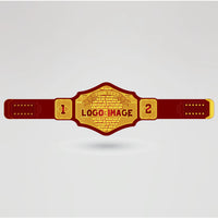 Template of the Custom Kaos Wrestling Champion Belt showing areas for text, logos, and images.