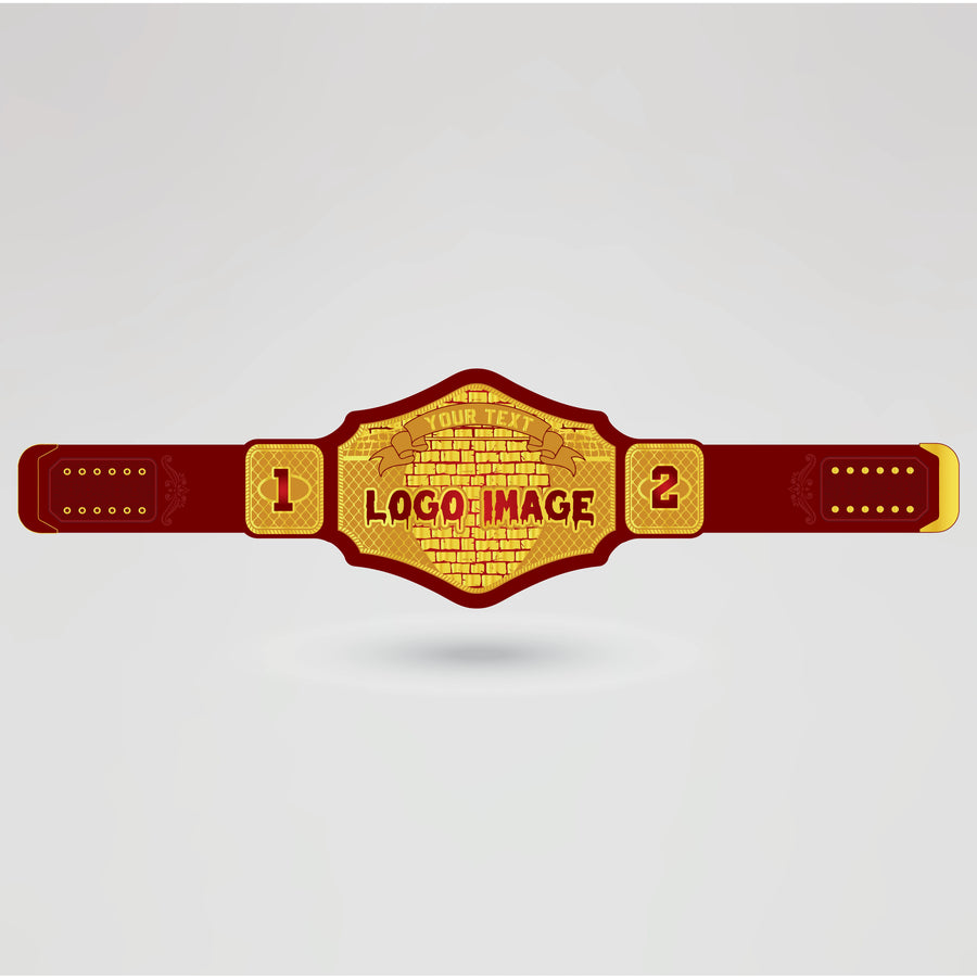 Template of the Custom Kaos Wrestling Champion Belt showing areas for text, logos, and images.