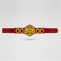 Template showing customization options for logos and text on the Custom Kiss Wrestling Belt.