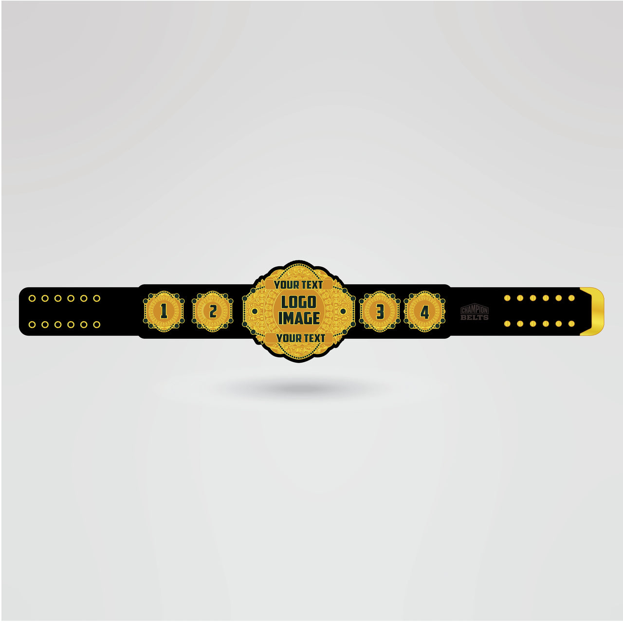 Template for the University of Georgia National Championship belt, showcasing areas for custom logos, text, and images.