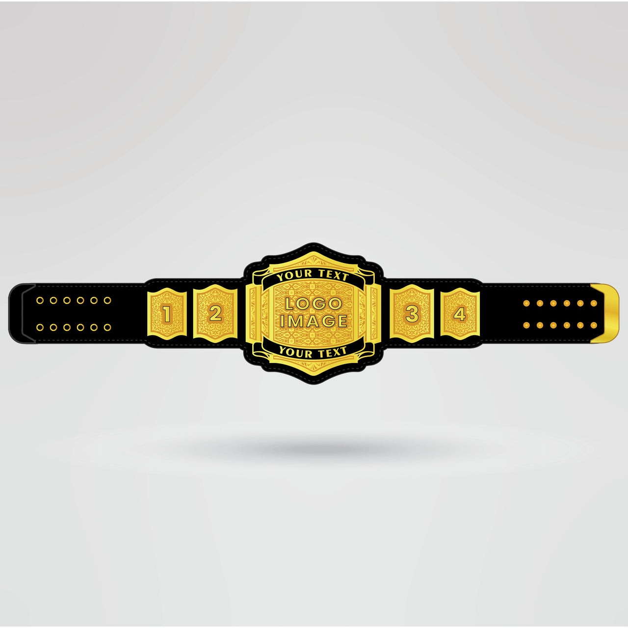 Template showing areas for custom logos, text, and design elements on the Victory Pro Wrestling Tag Team Championship belt.