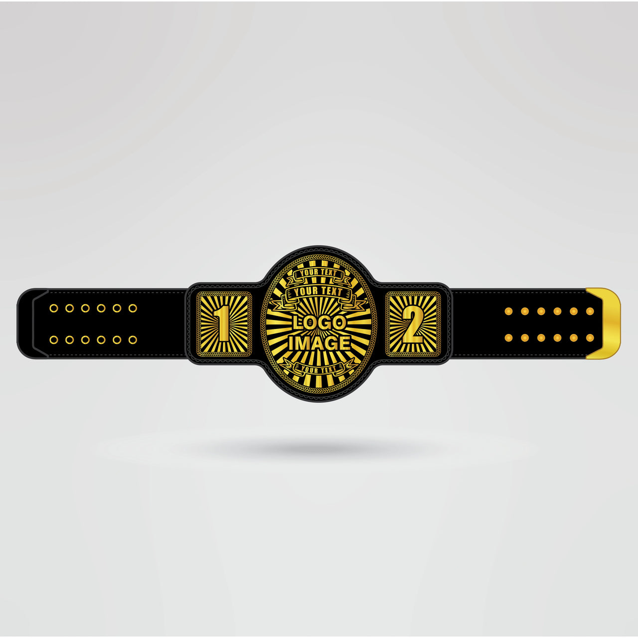 The World Wrestling Championship Belt template showing areas for logo, text, and custom design options.