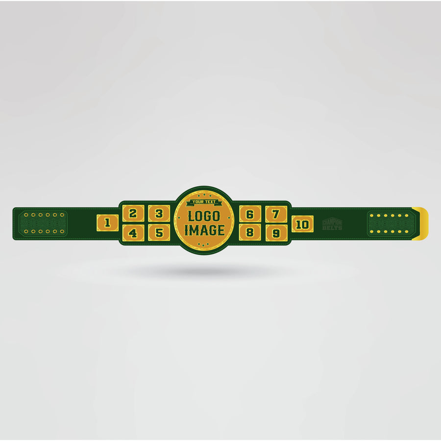 Template showing the customizable sections for the World Wrestling Federation Champion Belt, including the main plate and side plates.