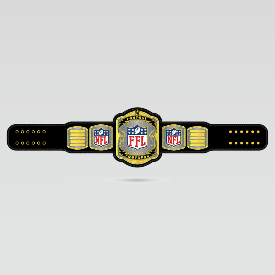 Fantasy Football Championship Belt with custom football league style center plate and side plates
