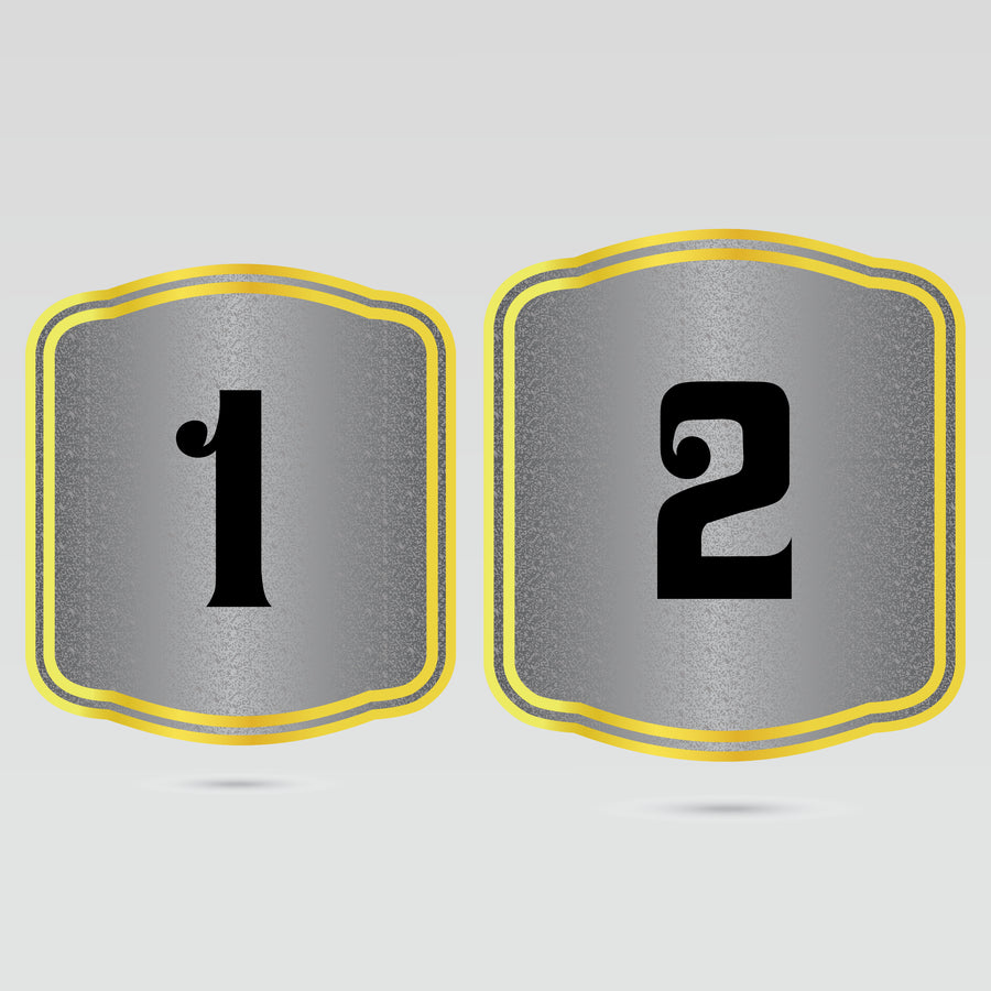 Left side plates for fantasy football championship belt with customizable number and branding areas
