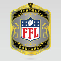 Fantasy football championship center plate with customizable league logo and football graphics