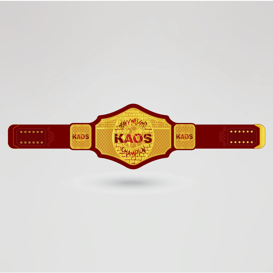 The complete view of the Custom Kaos Wrestling Champion Belt, showing full customization options.