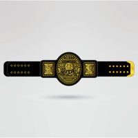 The World Wrestling Championship Belt showcasing a complete design with personalized logos and text.
