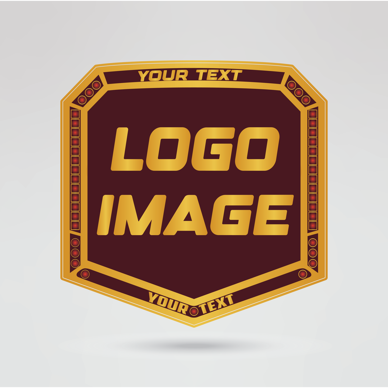 Customizable center plate of the Flower City Championship belt, featuring space for logos, text, and graphics.