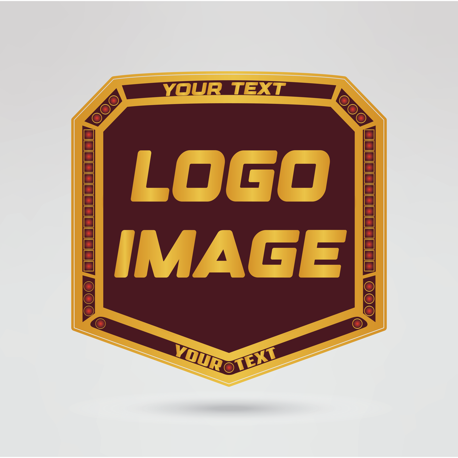 Customizable center plate of the Flower City Championship belt, featuring space for logos, text, and graphics.