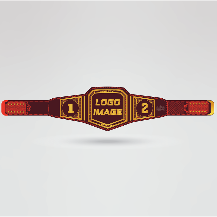 Template showing customizable sections of the Flower City Championship belt for logos, text, and design elements.