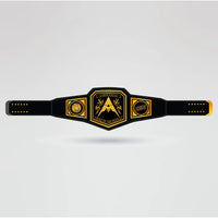 Fully custom Aaron Eagle wrestling championship belt with personalized plates, logos, and text