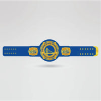 Real design of the Golden State Warriors championship belt with custom text, logos, and design.
