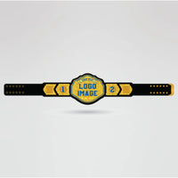 Template showing customizable areas on the Golden Star Wrestling Championship Belt.