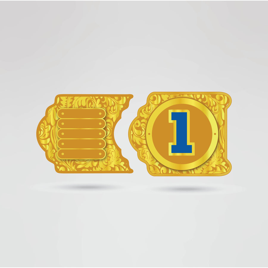 Customizable side plate 1 of the Golden Star Wrestling Championship Belt for logos and text placement.