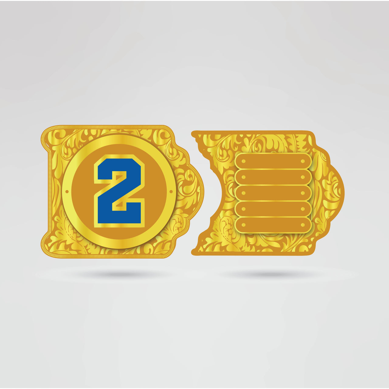 Custom side plate 2 of the Golden Star Wrestling Championship Belt for logos and text customization.