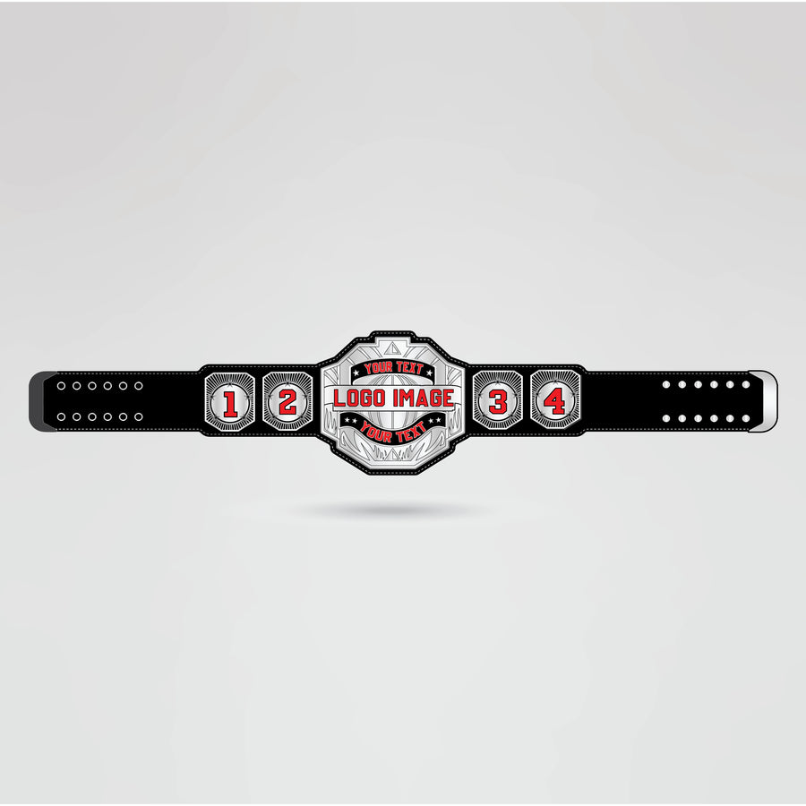 Template for designing the Heritage Championship Belt with logo and text options.