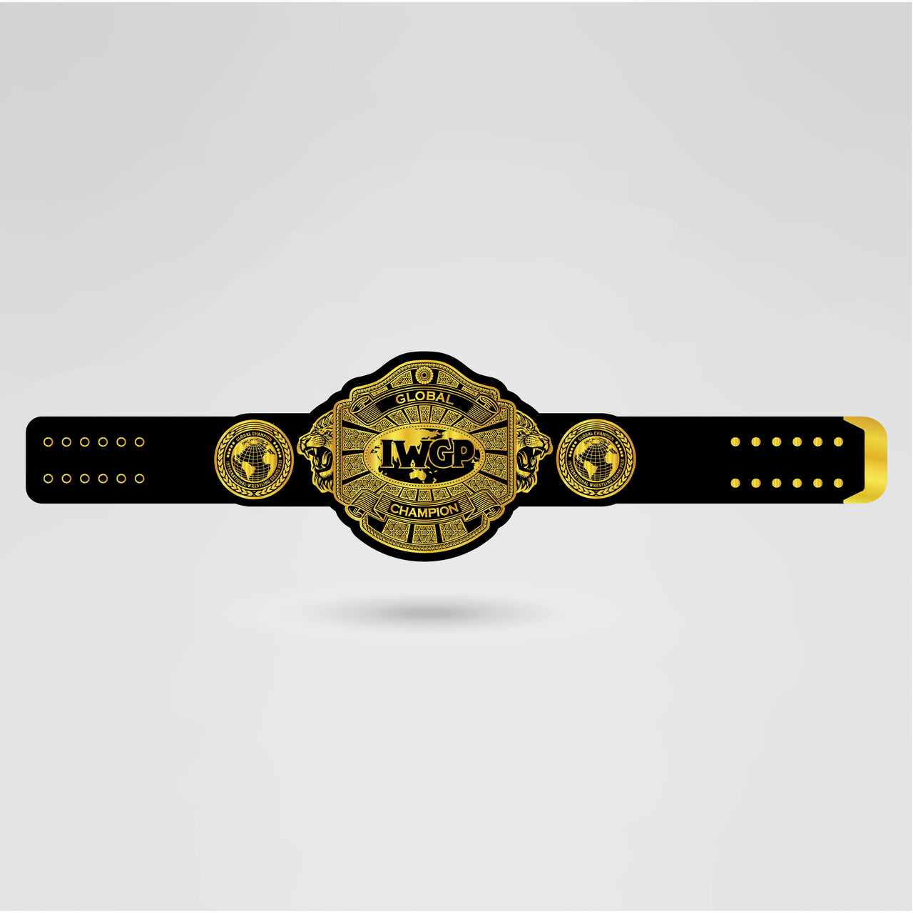 Full view of the IWGP Global Champion Belt, showcasing custom design and details.