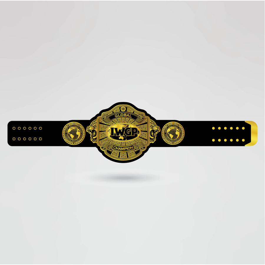 Full view of the IWGP Global Champion Belt, showcasing custom design and details.