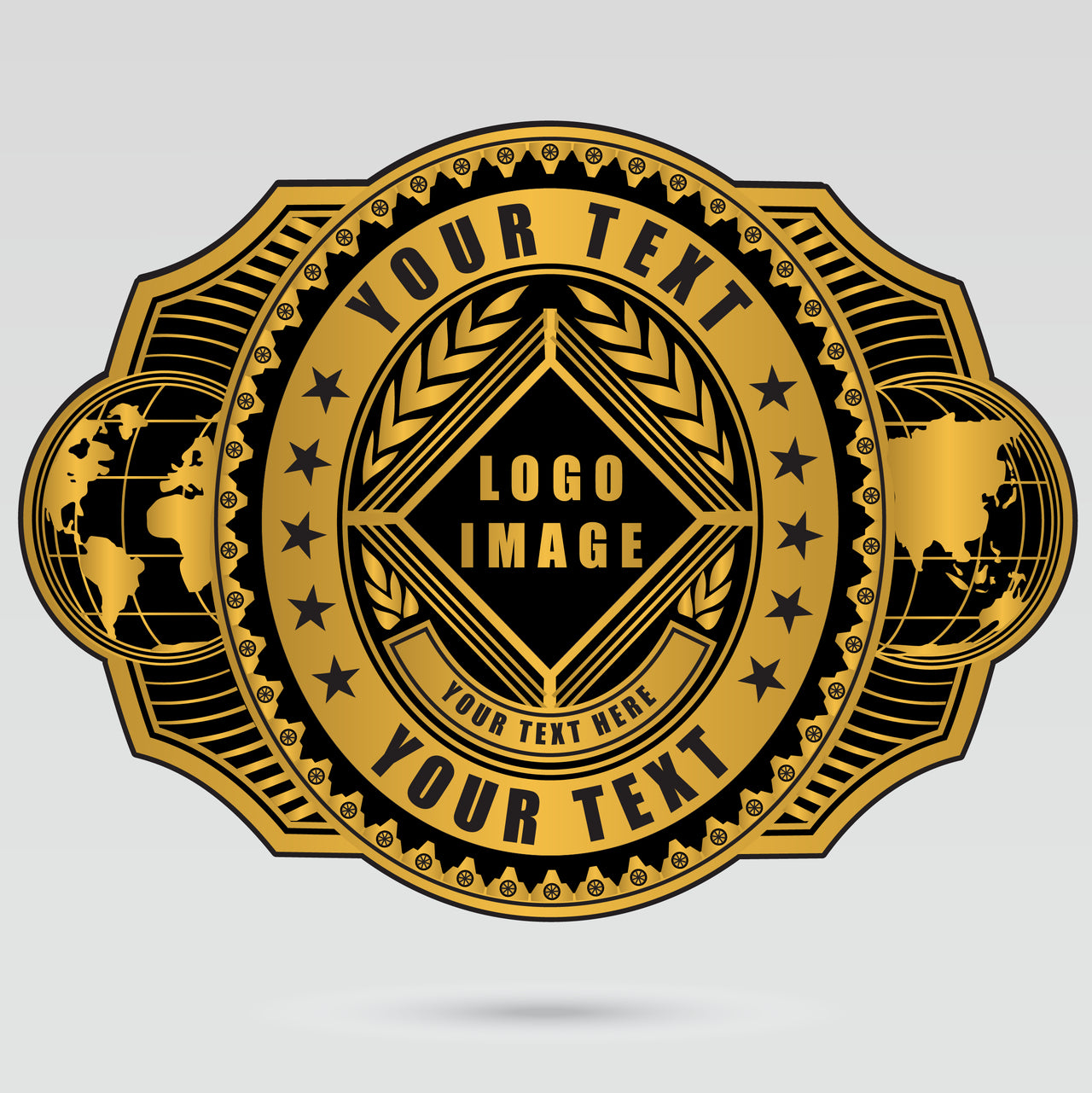 Black and gold Intercontinental Championship center plate with heavyweight champion styling