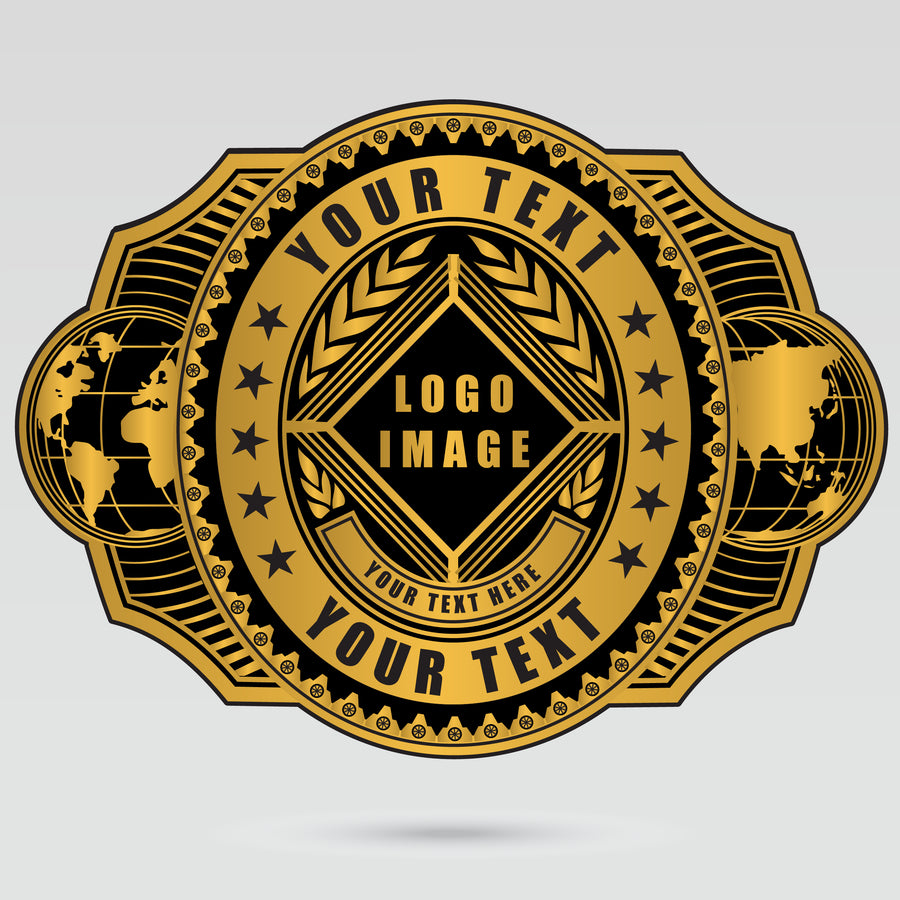 Black and gold Intercontinental Championship center plate with heavyweight champion styling