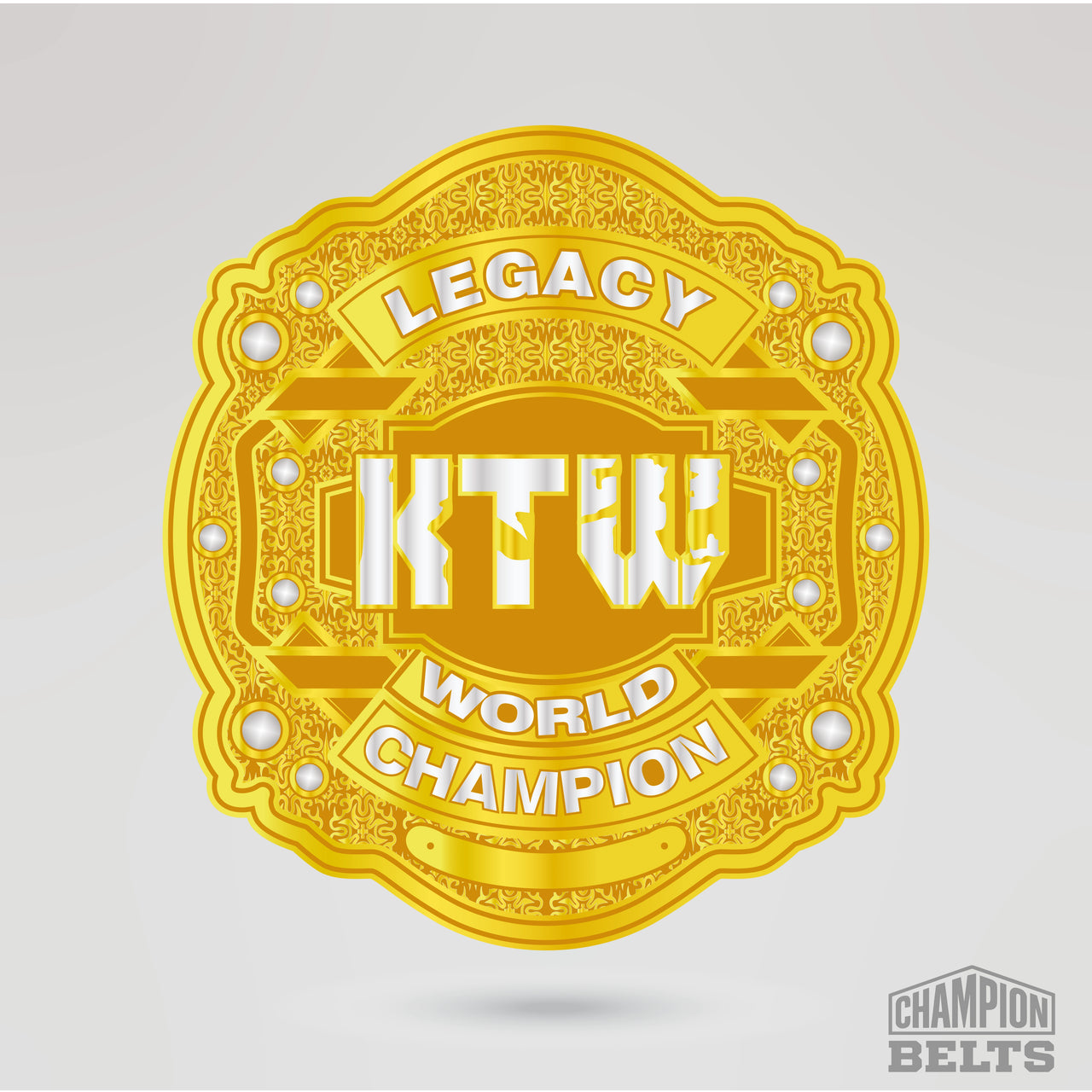 Legacy World Champion center plate with detailed gold championship artwork and premium styling