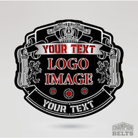 Custom wrestling championship main plate template with silver detailing, logo image space, and personalized text
