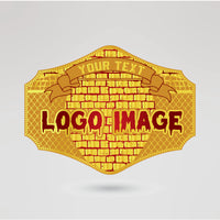 Close-up of the central plate of the Kaos Wrestling Champion Belt, featuring a customizable design.