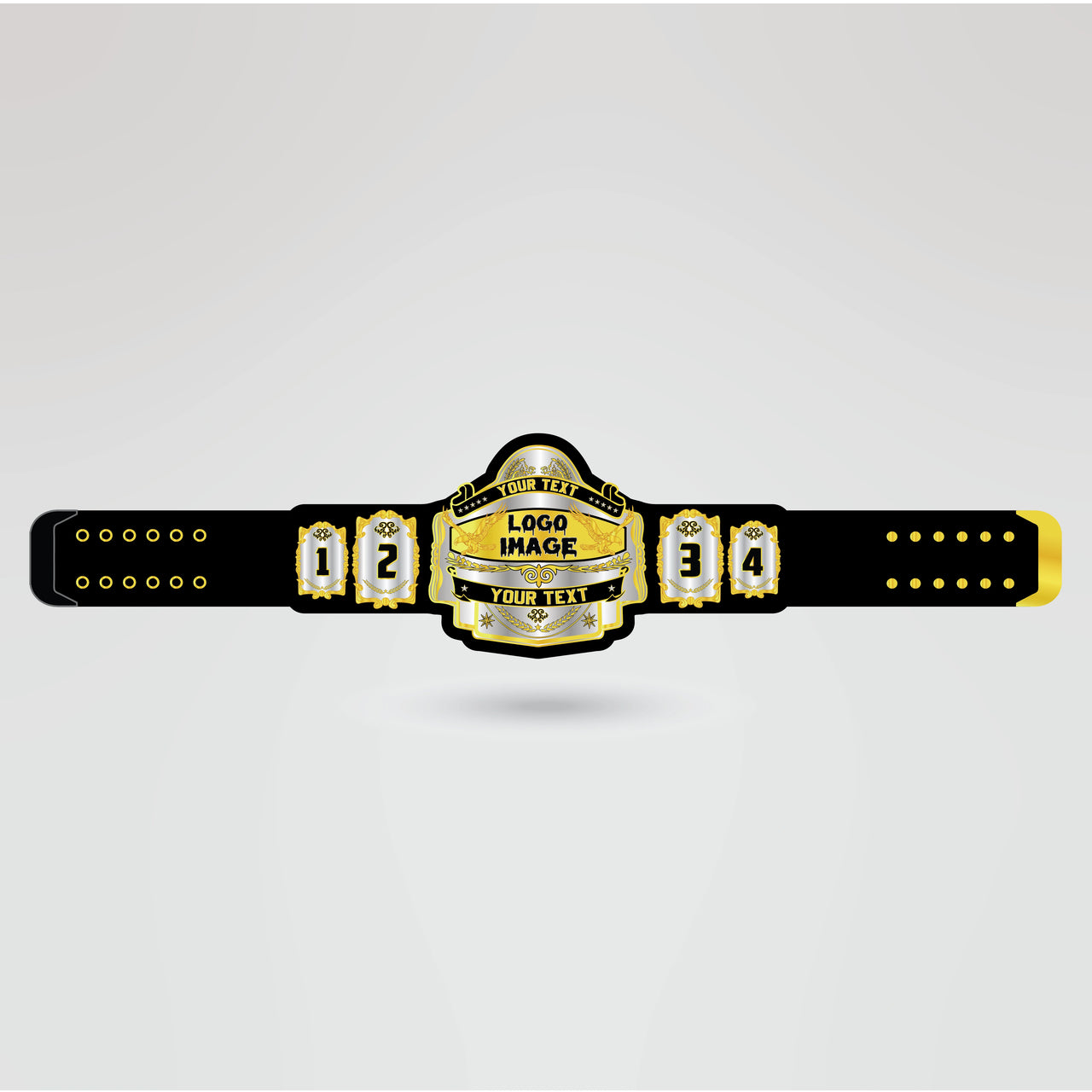 Design your own Maniak championship belt with customizable logo and text template.