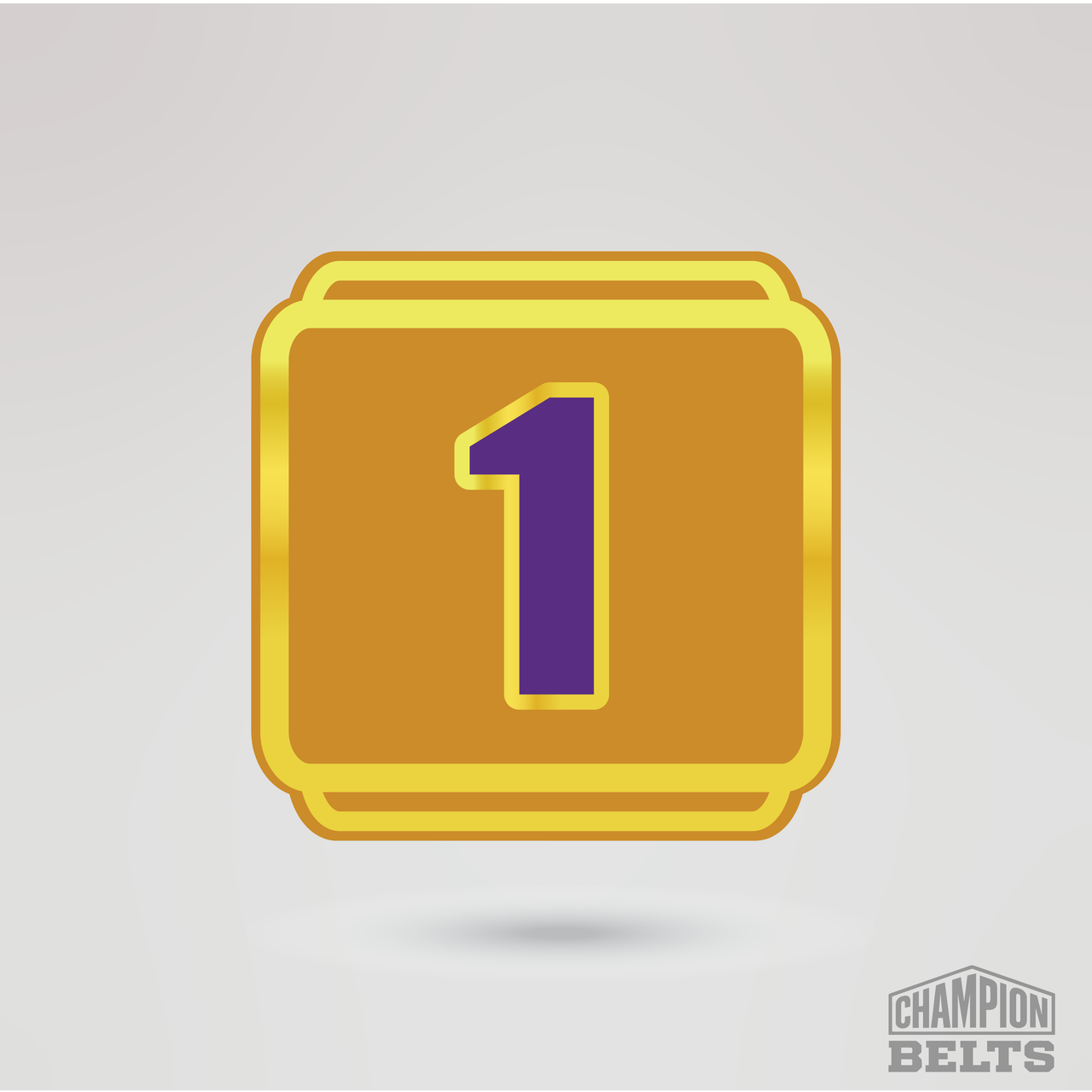 Gold and purple championship side plate with customizable number 1 design