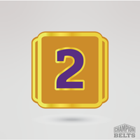 Gold and purple championship side plate with customizable number 2 design
